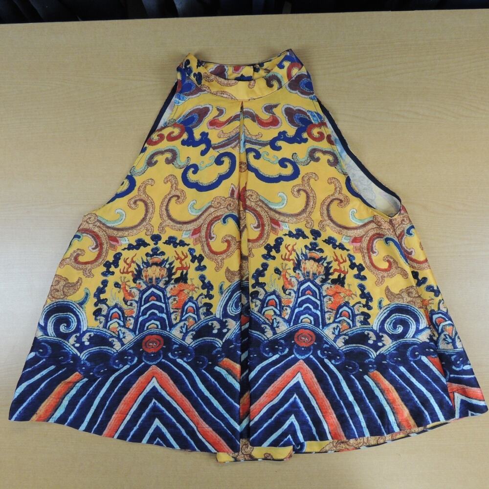 Kosewear & Co Women's Top Size Medium Yellow and Blue Baroque